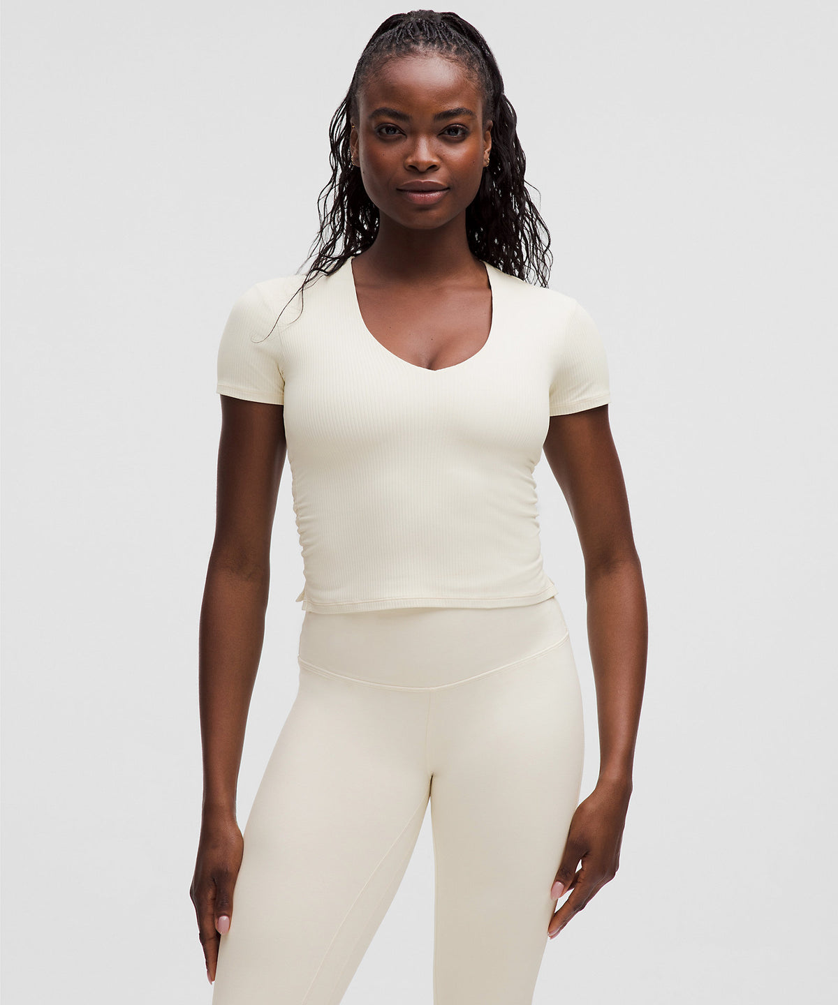 Lululemon All It Takes Ribbed Nulu V-Neck T-Shirt B–D Cups - Light Ivory - imagen 1