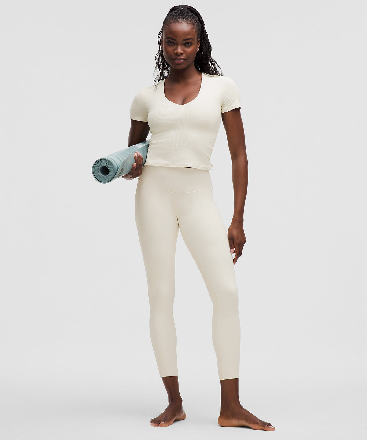 Lululemon All It Takes Ribbed Nulu V-Neck T-Shirt B–D Cups - Light Ivory - imagen 2