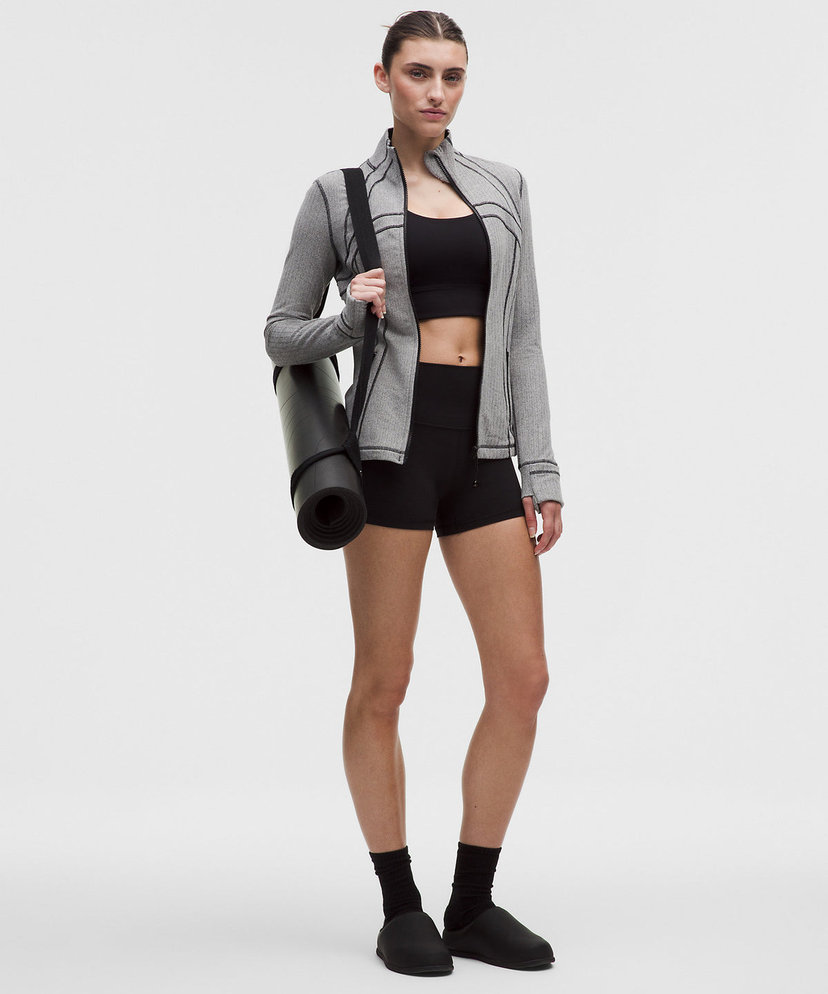 Lululemon Define Jacket Herringbone - Heathered Herringbone Heathered Black Dove Grey - imagen 2