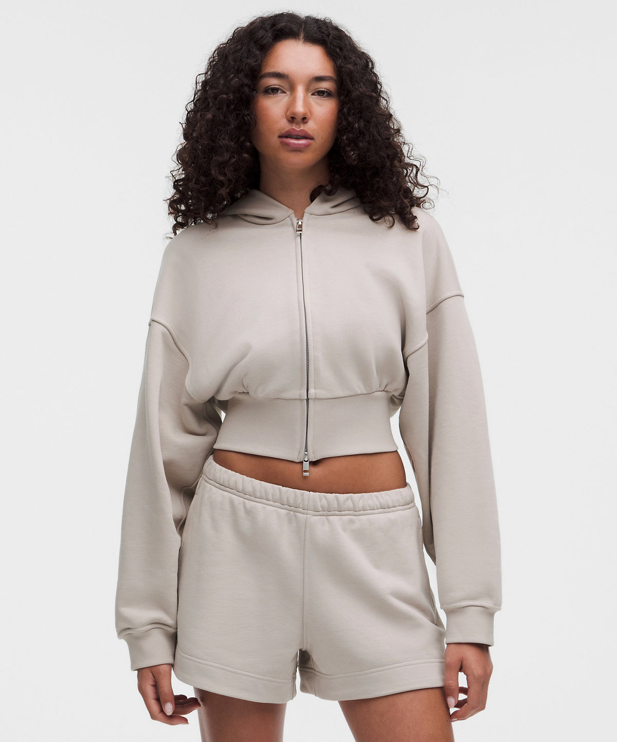 Lululemon French Terry Cropped Full-Zip Hoodie - Downtown Tan - imagen 1