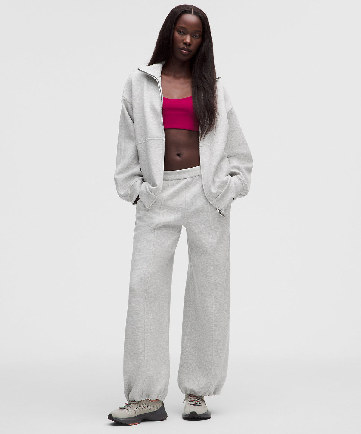 Lululemon Smooth Spacer Oversized Full Zip - Heathered Core Ultra Light Grey - imagen 2