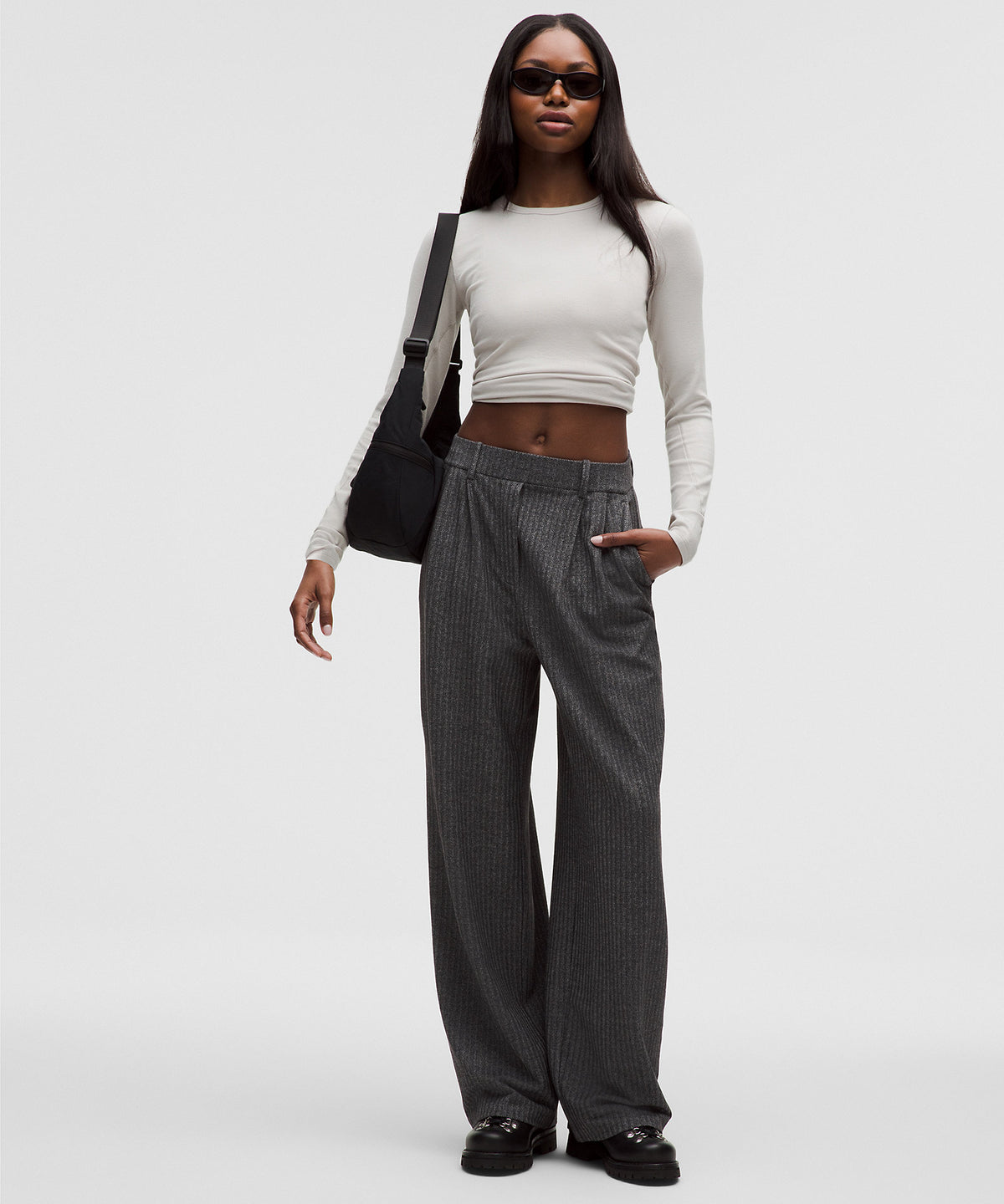 Lululemon Daydrift High-Rise Wide-Leg Trouser Regular Herringbone - Heathered Herringbone Heathered Deep Coal Black - imagen 1