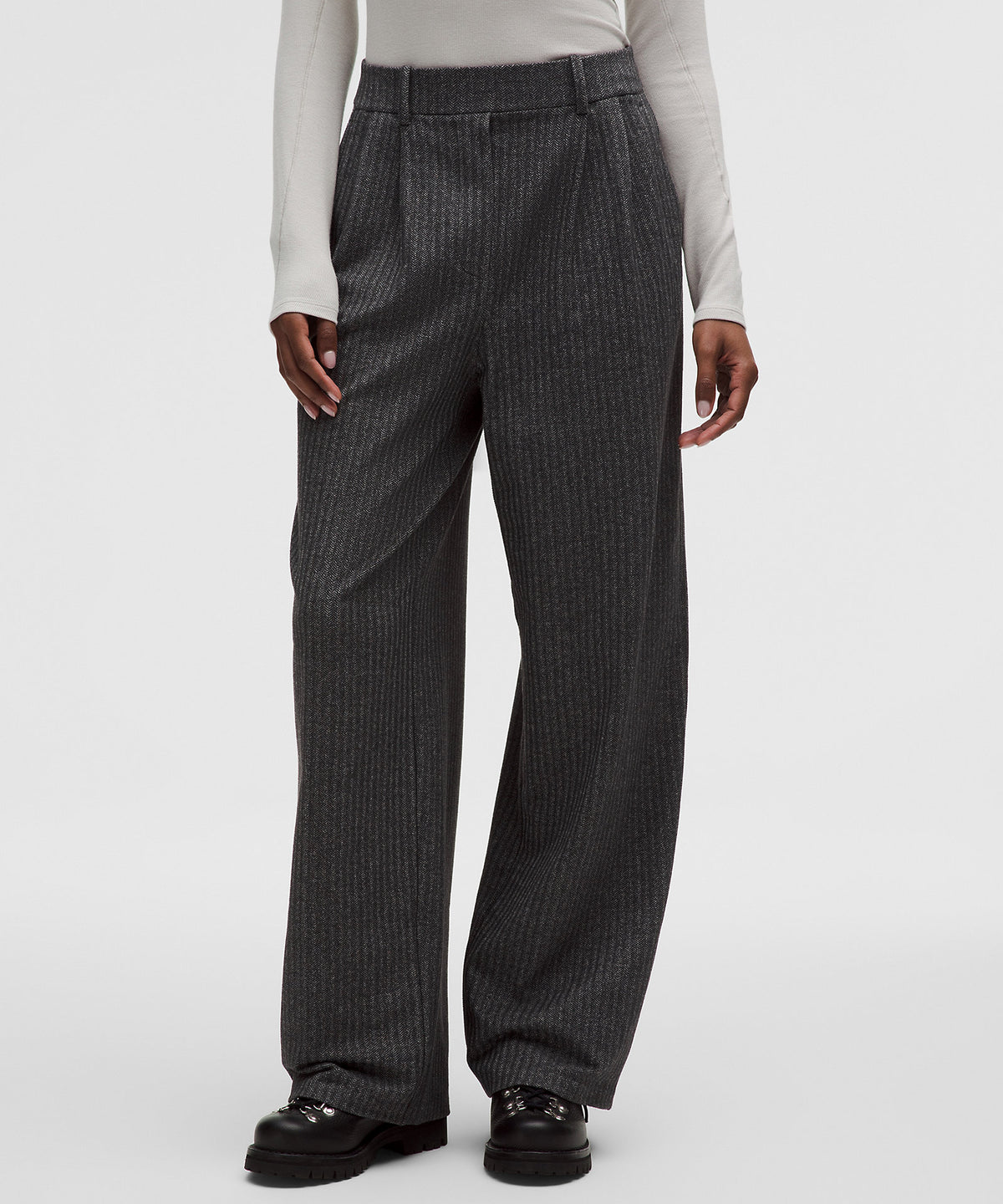 Lululemon Daydrift High-Rise Wide-Leg Trouser Regular Herringbone - Heathered Herringbone Heathered Deep Coal Black - imagen 2