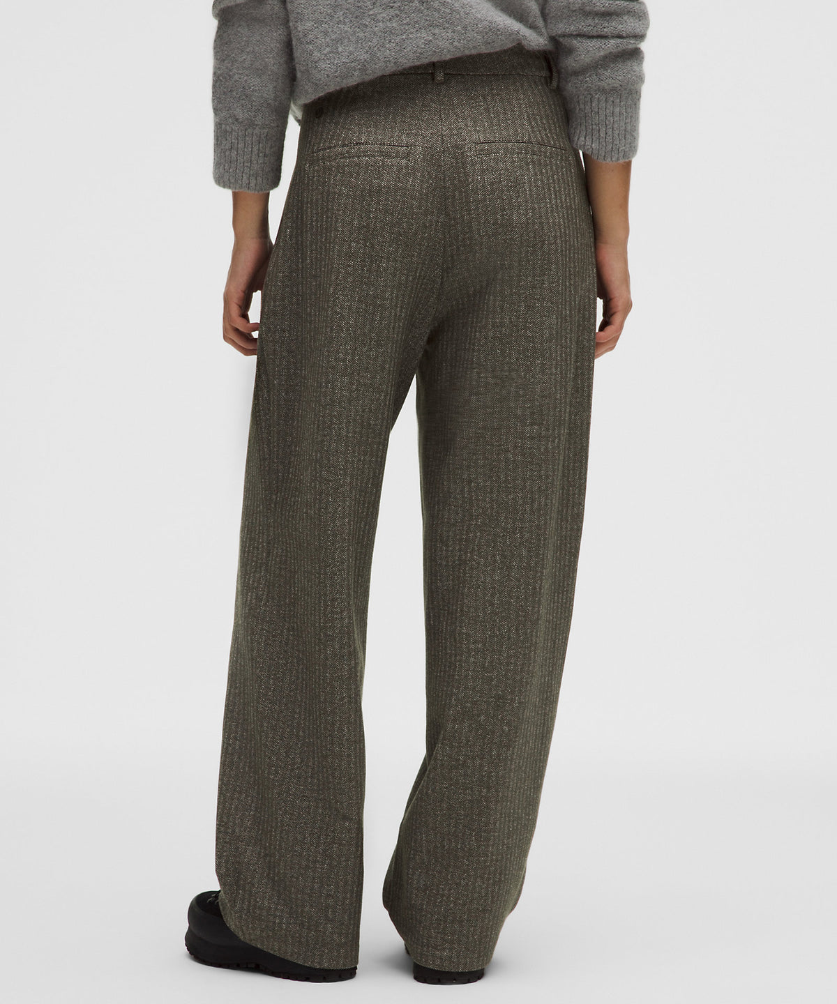 Lululemon Daydrift High-Rise Wide-Leg Trouser Short Herringbone - Heathered Herringbone Heathered Olive Brown Dark Olive - imagen 3