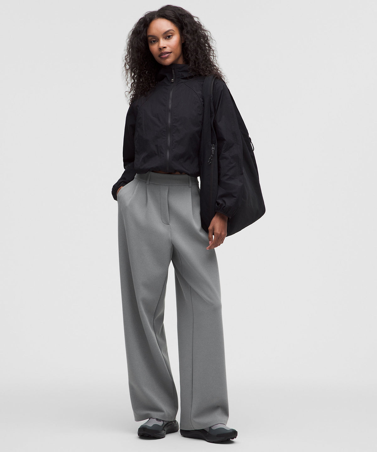 Lululemon Daydrift High-Rise Wide-Leg Trouser Short Twill - Heathered Onyx Grey - imagen 1