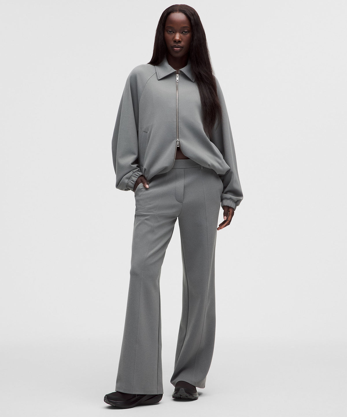 Lululemon Daydrift Stacked-Leg Trouser Short Twill - Heathered Onyx Grey - imagen 1