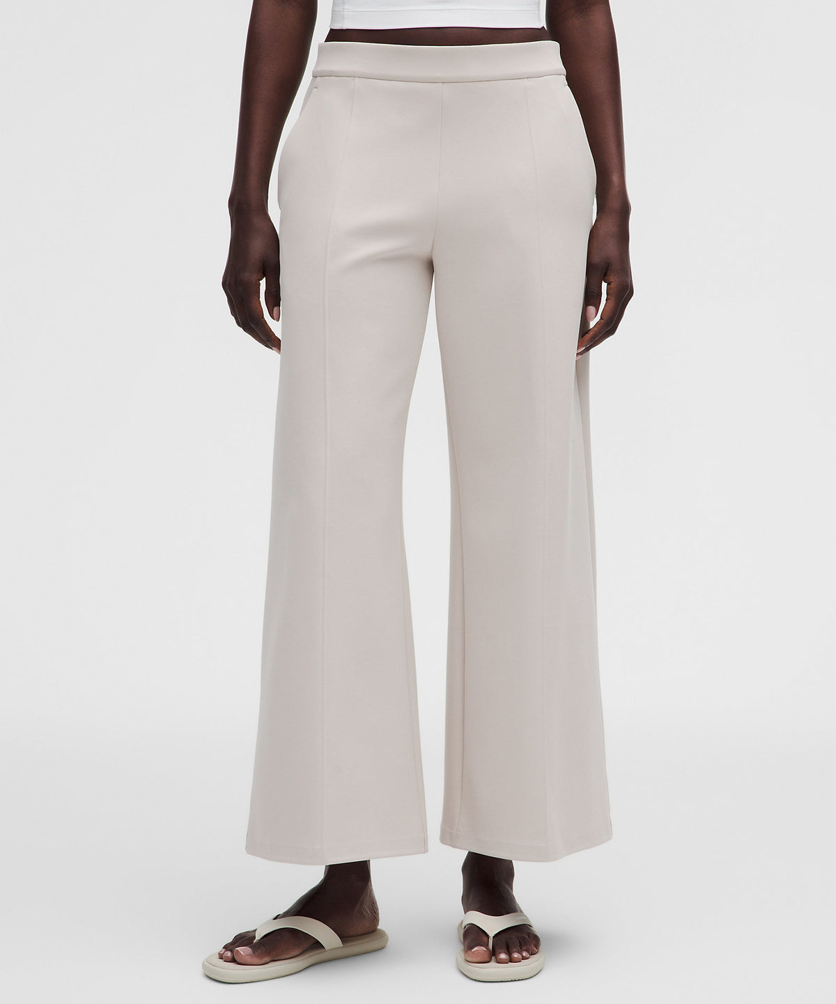 Lululemon Daydrift Mid-Rise Cropped Wide-Leg Trouser Short Twill - Heathered Sand Dollar - imagen 2