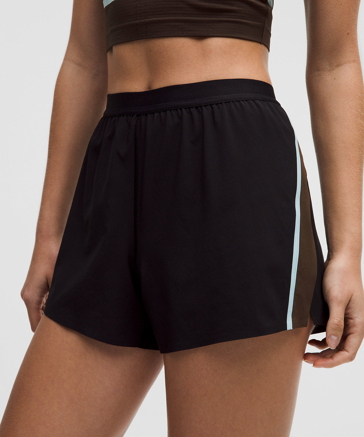 Lululemon High-Rise Split Short 3" Stripe - Black - imagen 4