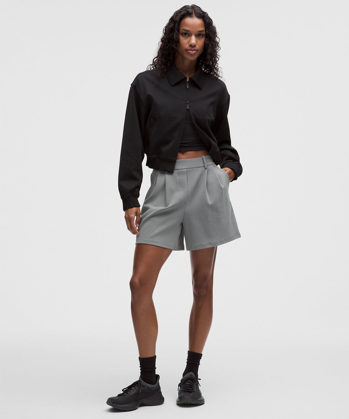 Lululemon Daydrift High-Rise Pleated Short 5" Twill - Heathered Onyx Grey - imagen 1