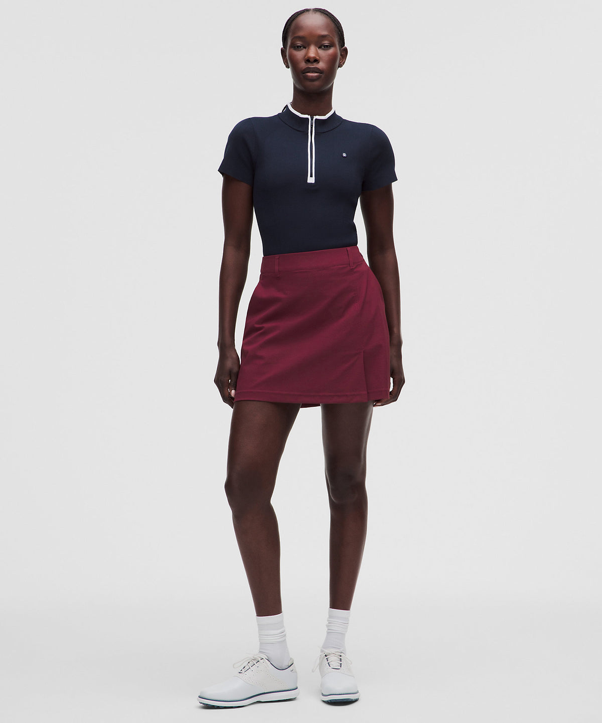 Lululemon Stretch Twill Front Pleat Golf Skirt Embroidered Logo - Burgundy Bay - imagen 1