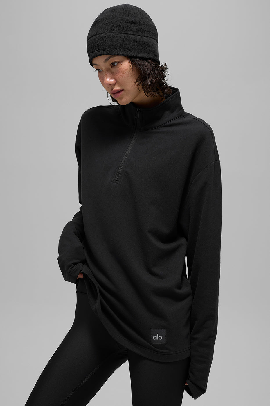 Alo Yoga Double Take Long Sleeve 1/4 Zip - Black - imagen 1
