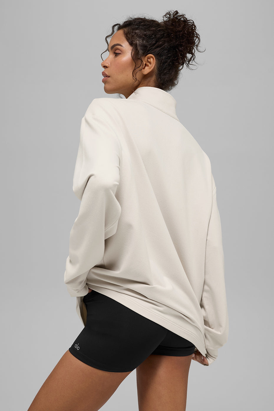 Alo Yoga Double Take Long Sleeve 1/4 Zip - Bone - imagen 3