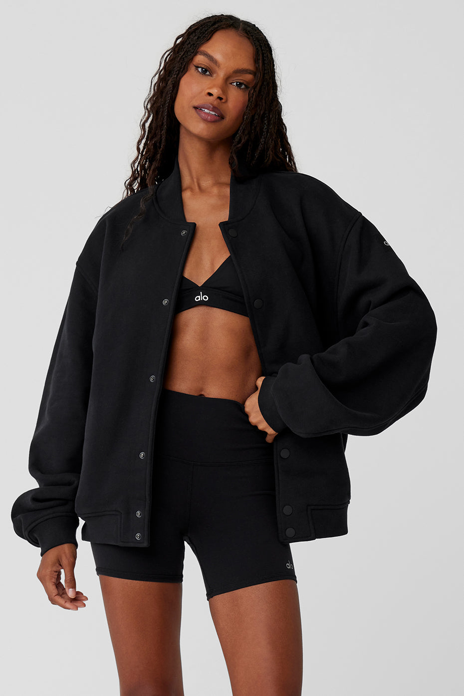Alo Yoga Renown Varsity Jacket - Black - imagen 1