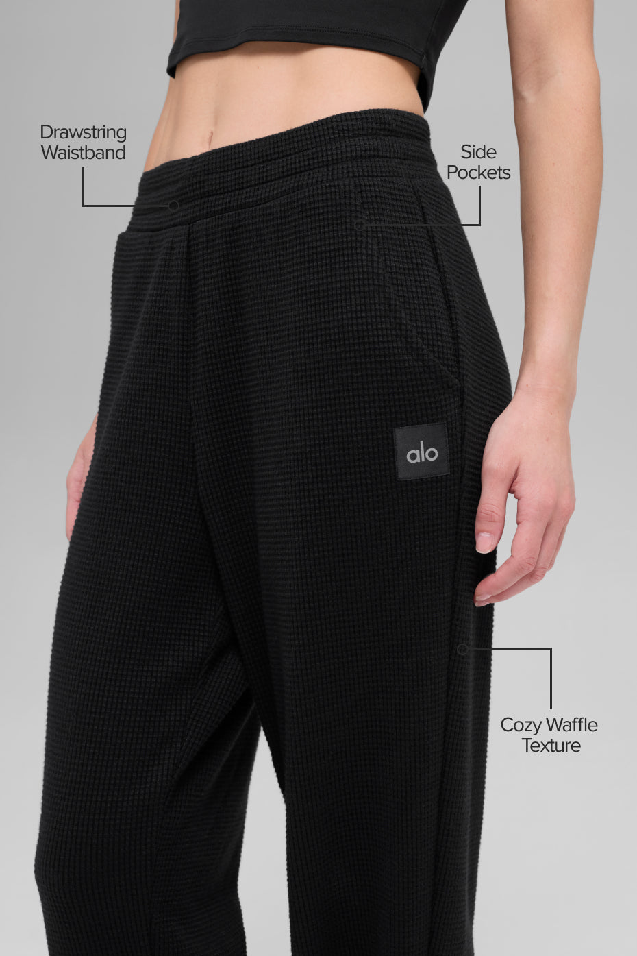 Alo Yoga Waffle Weekend Escape Jogger - Black - imagen 2