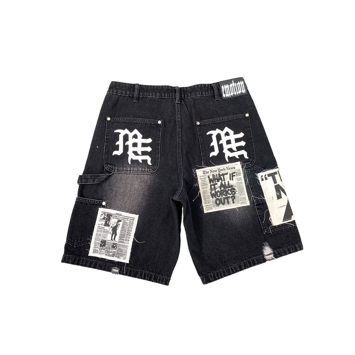 Mixed Emotion Black AI Denim Shorts “Any Means Possible”