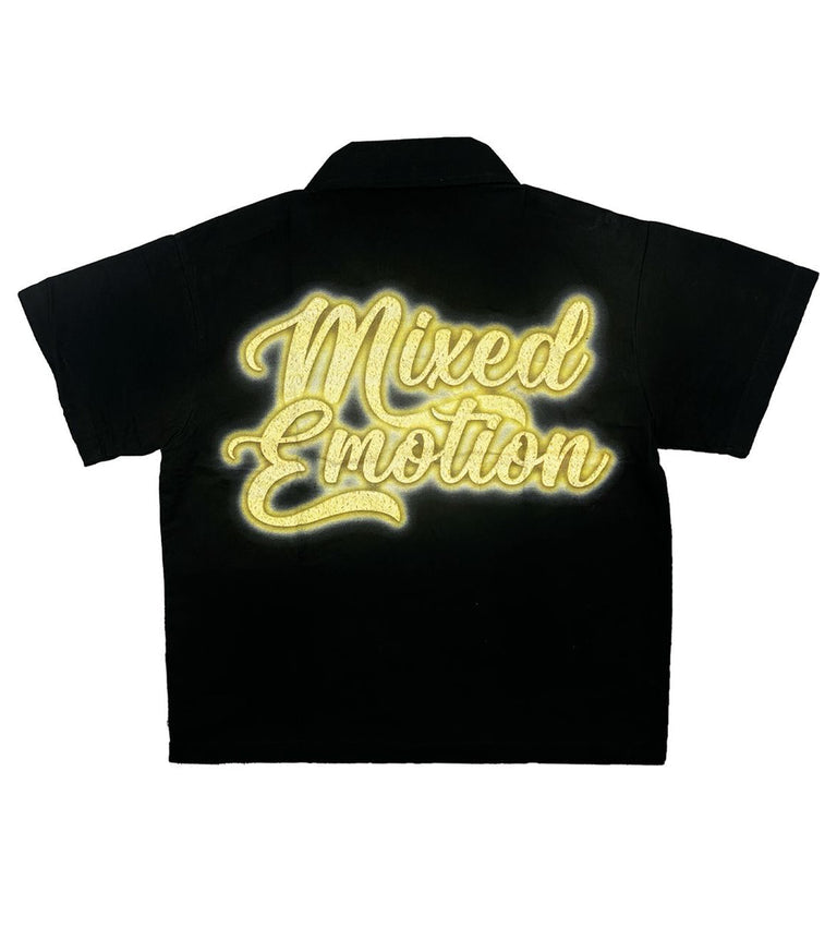 Mixed Emotion Black Blindfolded Angel Zip Shirt