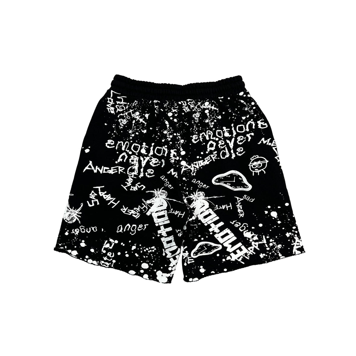 Mixed Emotional Brand Graffiti Black Shorts