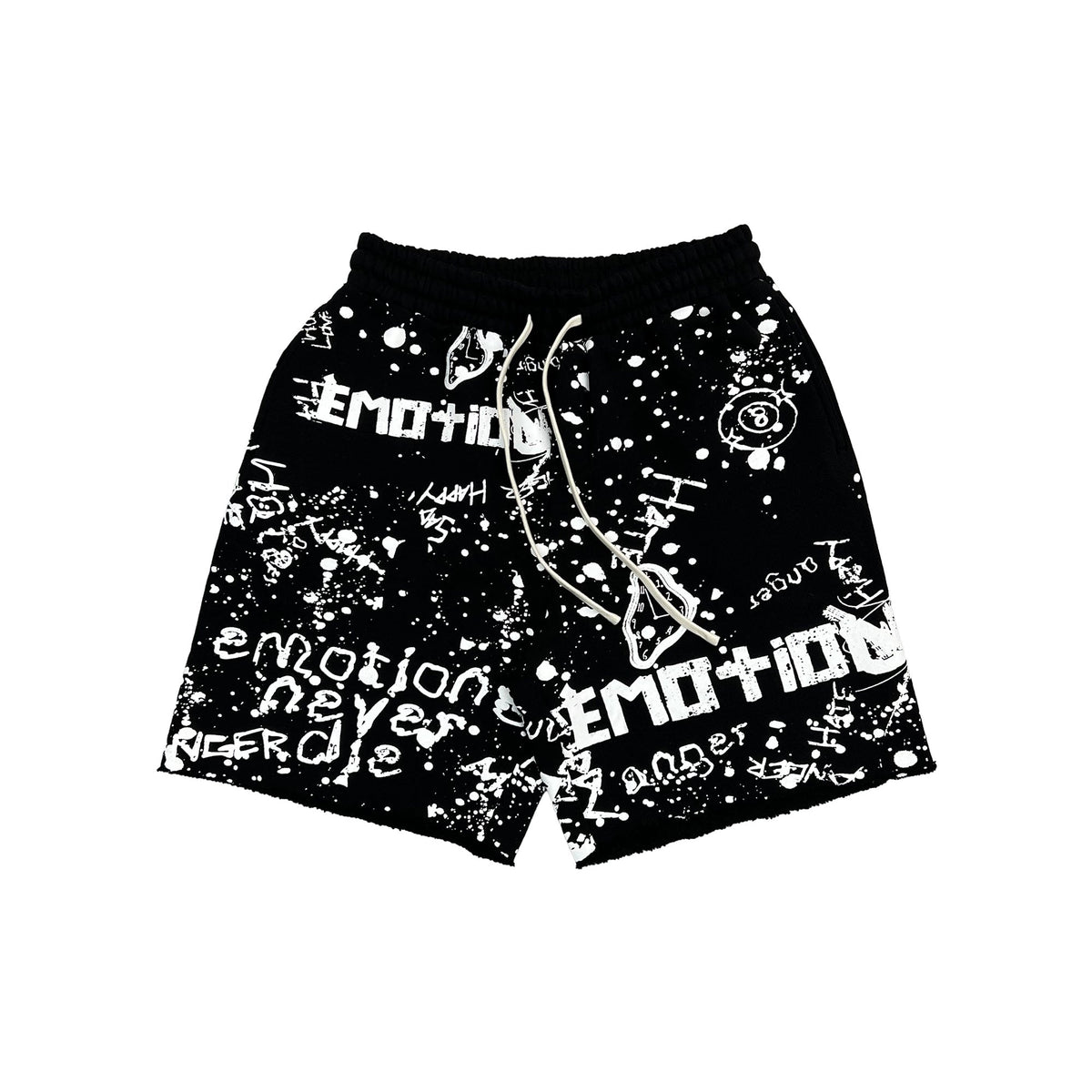 Mixed Emotional Brand Graffiti Black Shorts