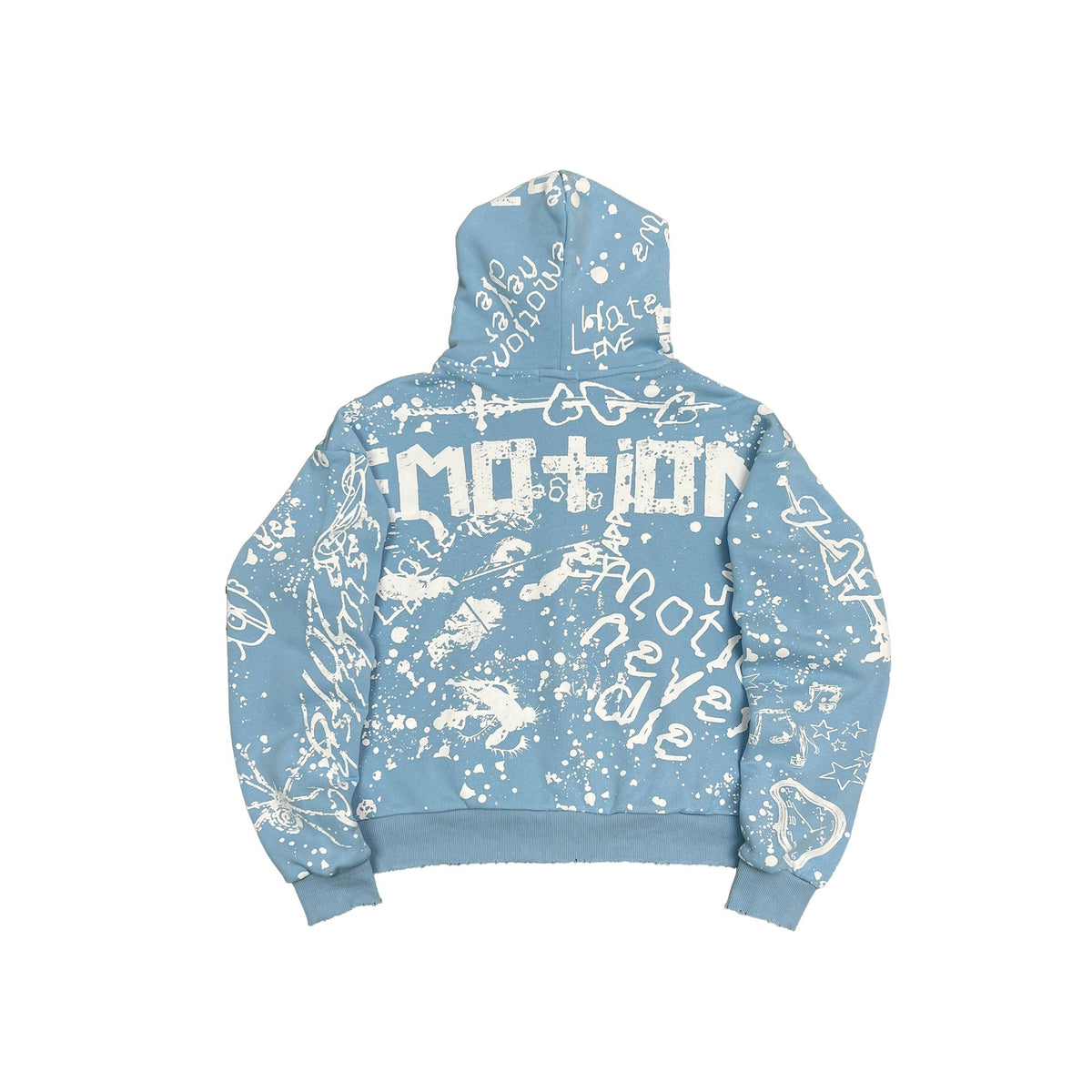 Mixed Emotional Brand Graffiti Blue Hoodie