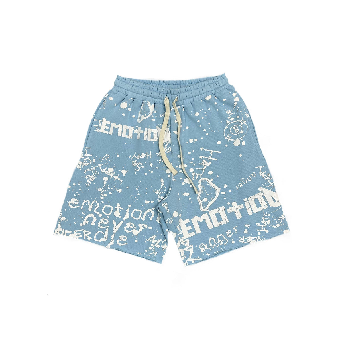 Mixed Emotional Brand Graffiti Blue Shorts