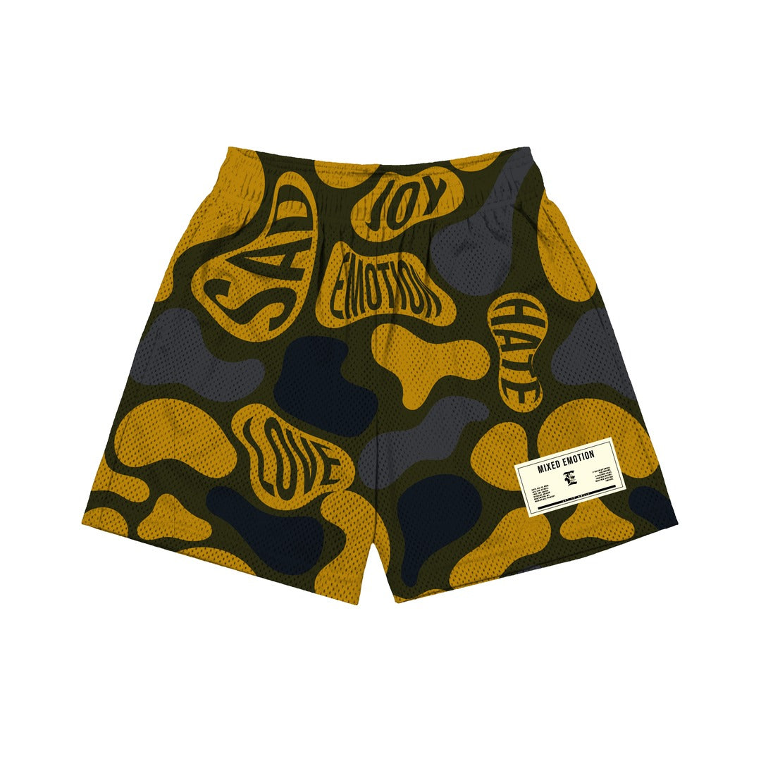 Mixed Emotional Camo Green Shorts