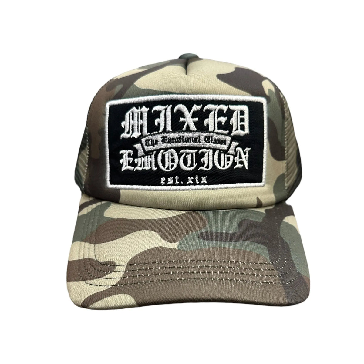 Mixed Emotional Camo Trucker Hat
