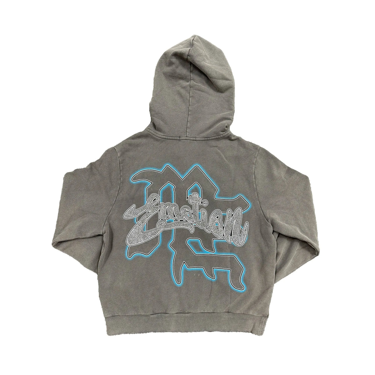 Mixed Emotional Grey Rhinestone Hoodie