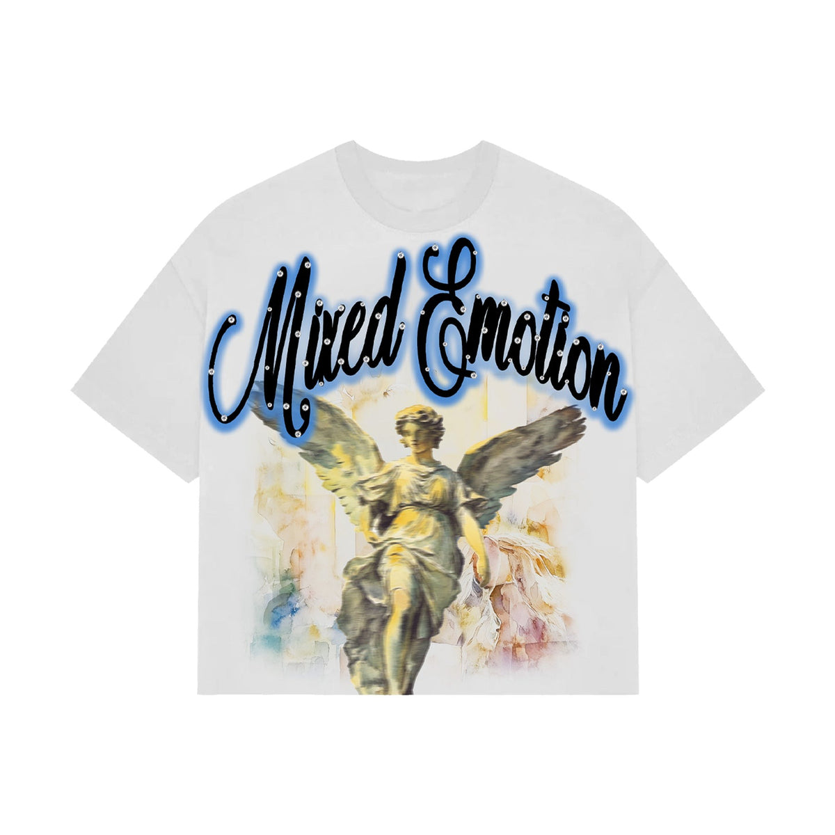 Mixed Emotional White-Blue Shirt