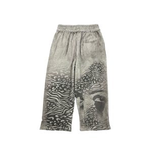 Mixed Emotion Grey Striped All-Over Print Sweatpants