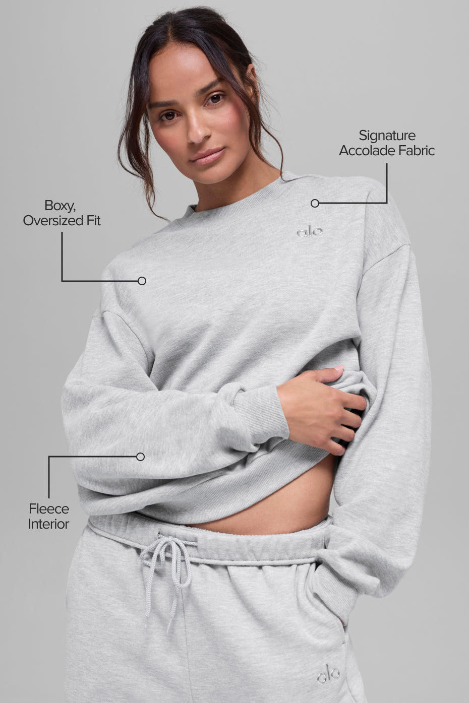 Alo Yoga Accolade Crew Neck Pullover - Athletic Heather Grey - imagen 2