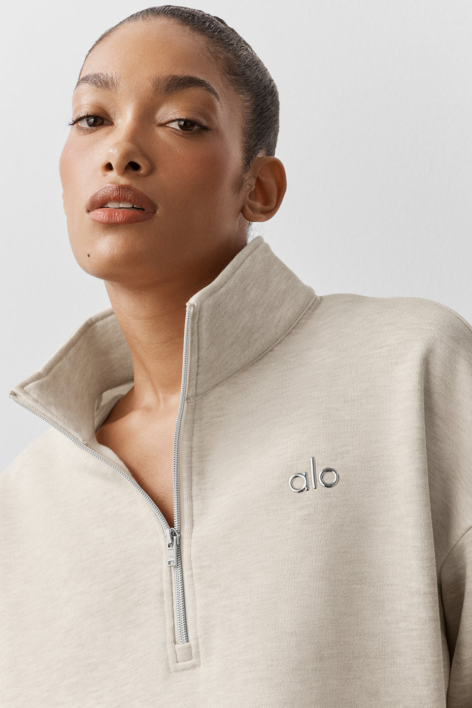 Alo Yoga Accolade 1/4 Zip Pullover - Oatmeal Heather - imagen 4