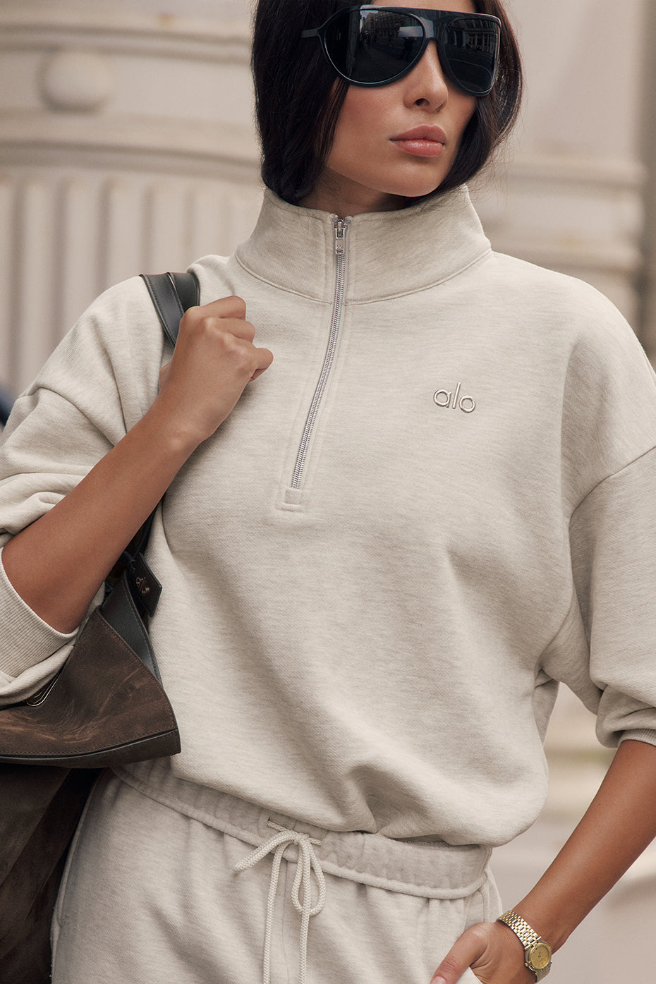 Alo Yoga Accolade 1/4 Zip Pullover - Oatmeal Heather - imagen 1