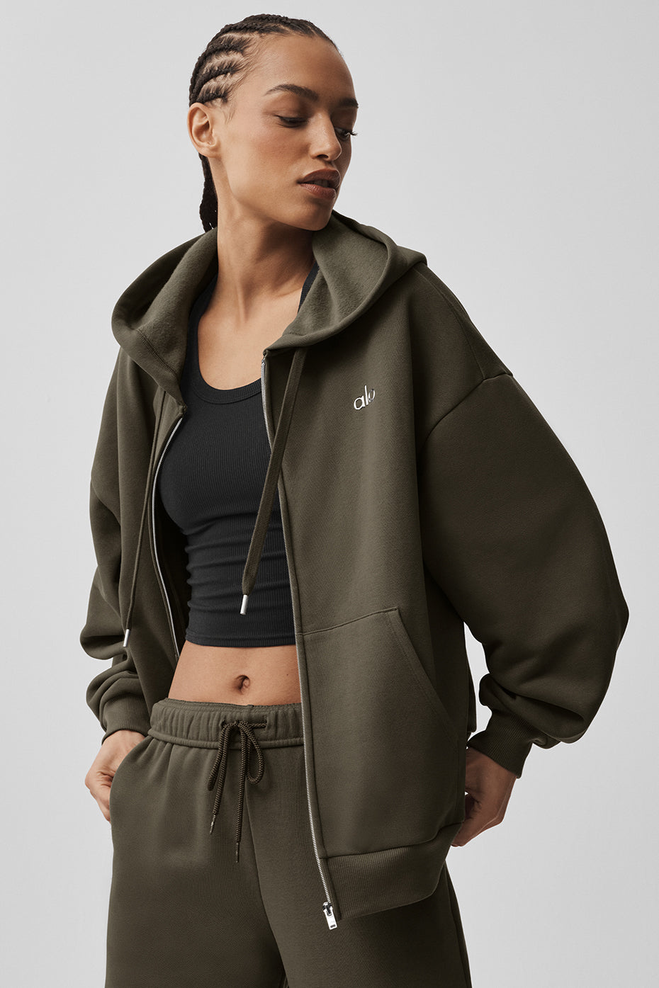 Alo Yoga Accolade Full Zip Hoodie - Olive Tree - imagen 3