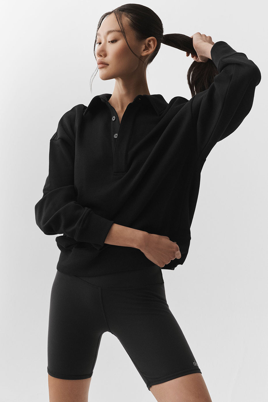 Alo Yoga Take It Easy Long Sleeve Henley Pullover - Black - imagen 1