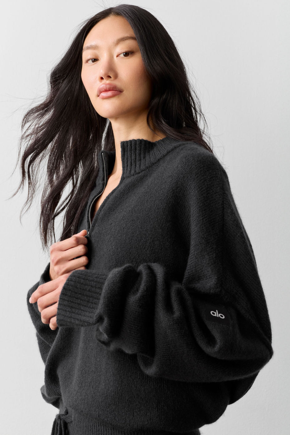 Alo Yoga Wool Cashmere New Class 1/4 Zip Pullover - Black - imagen 3