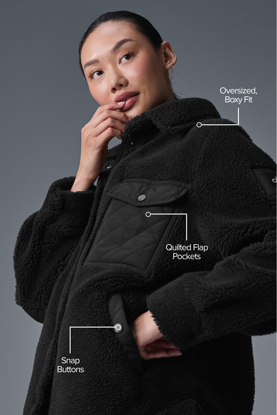 Alo Yoga Sherpa Edge Shacket - Black - imagen 2