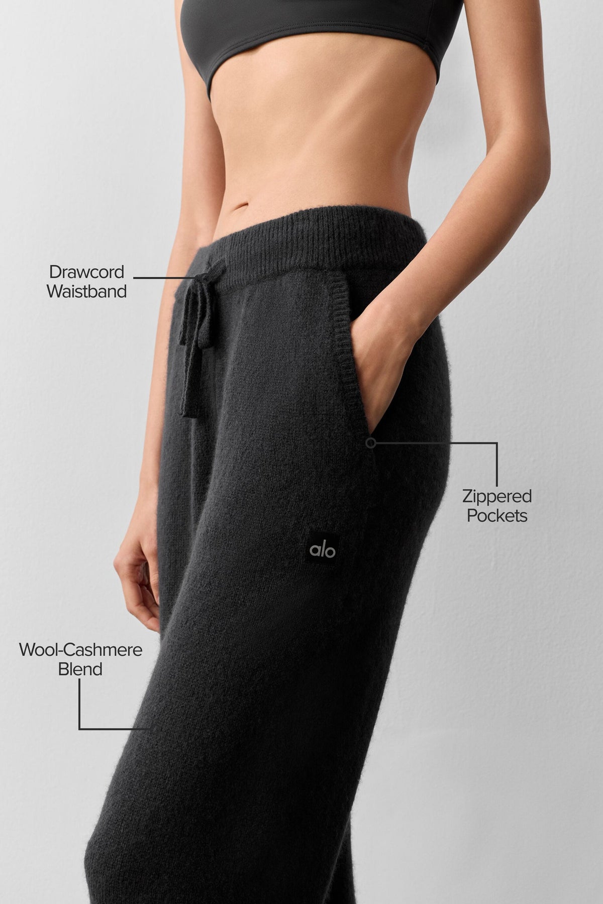 Alo Yoga Wool Cashmere New Class Sweatpant - Black - imagen 2