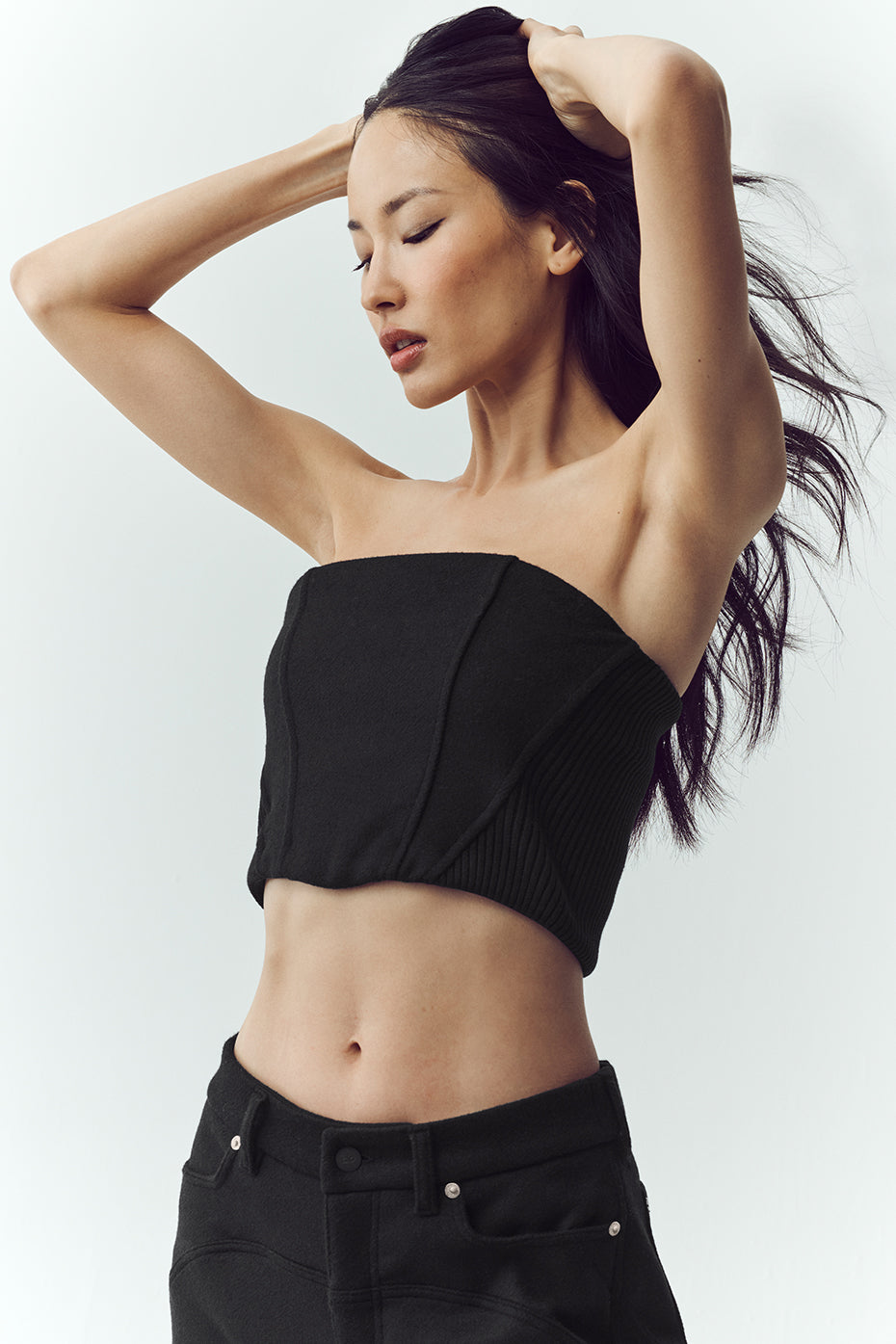 Alo Yoga Wool Blend Nightcap Corset Top - Black - imagen 3