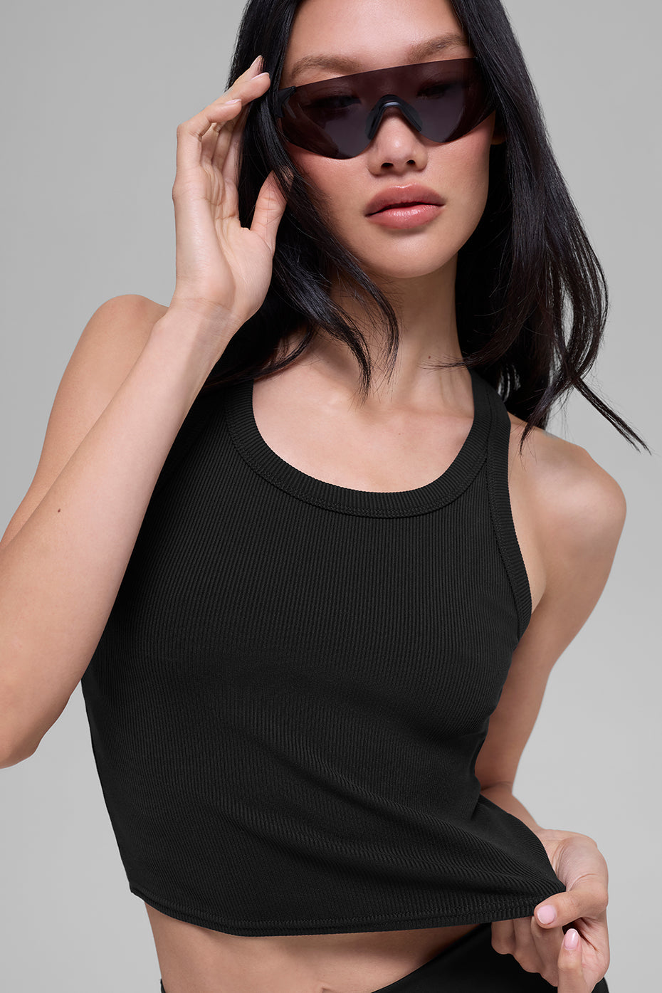 Alo Yoga Goddess Ribbed Go-To Tank - Black - imagen 3