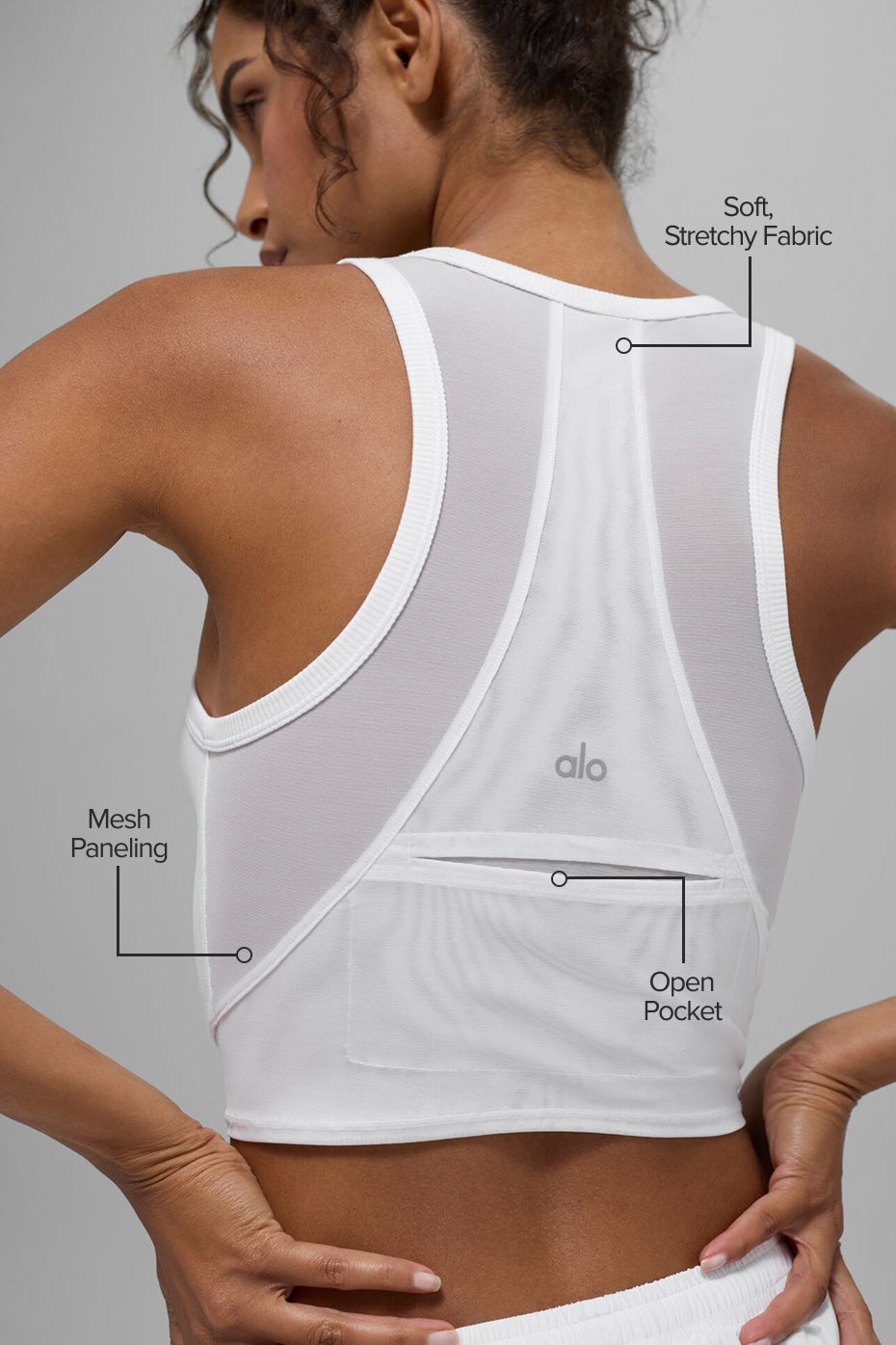 Alo Yoga Mesh Front Runner Tank - White - imagen 2