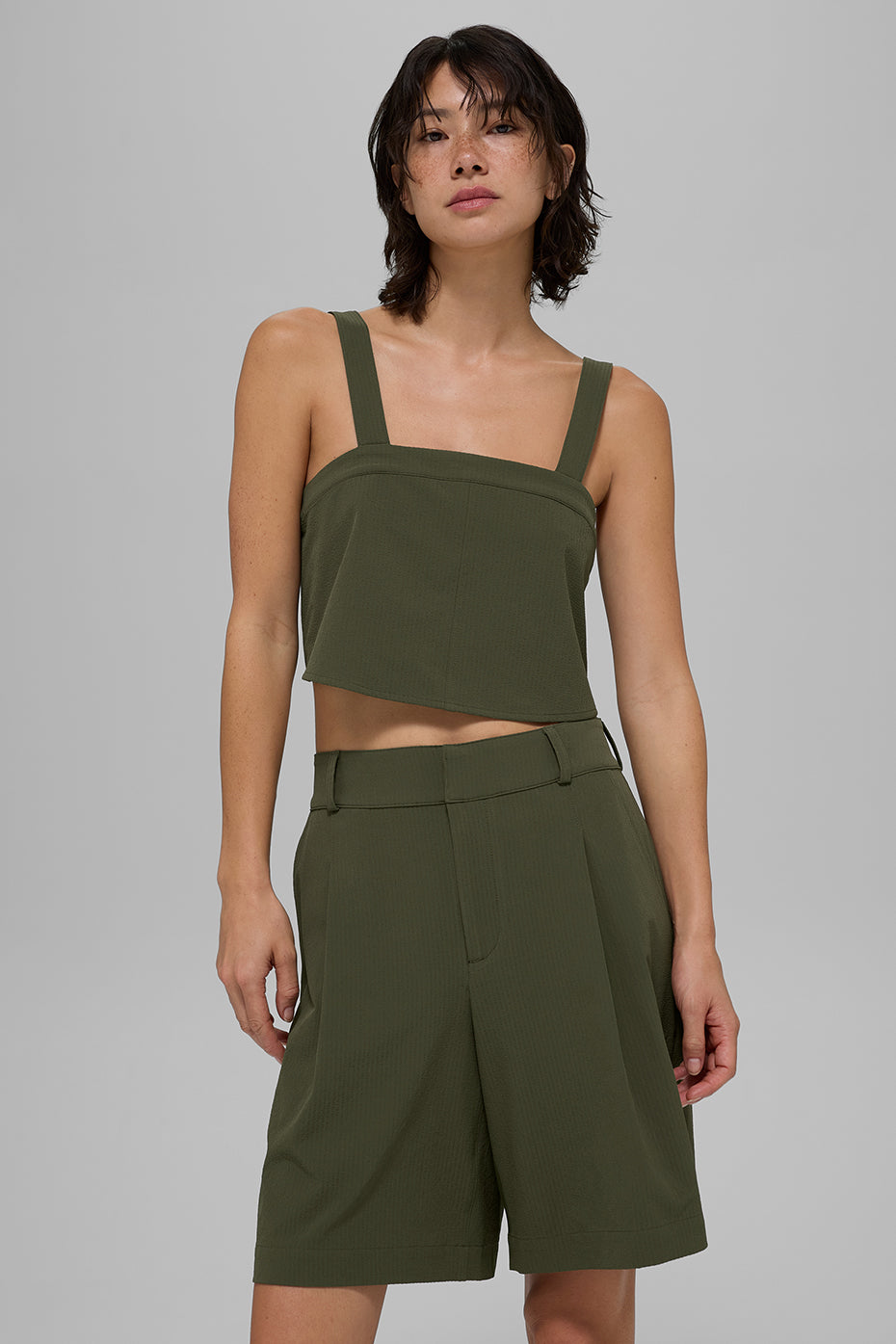Alo Yoga Cropped Dreamscape Tank - Green Olive - imagen 1