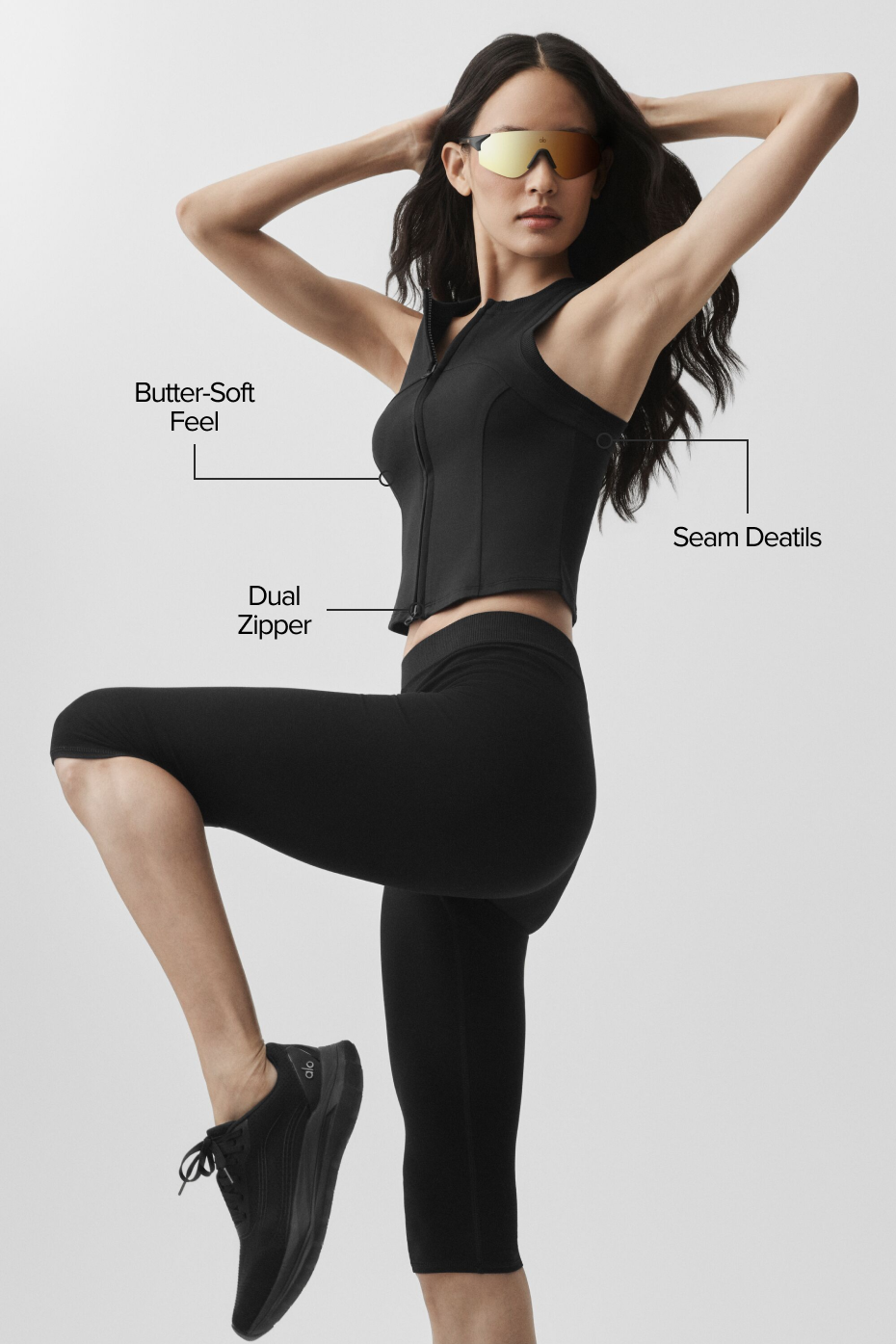 Alo Yoga Alosoft Level Up Full Zip Tank - Black - imagen 2