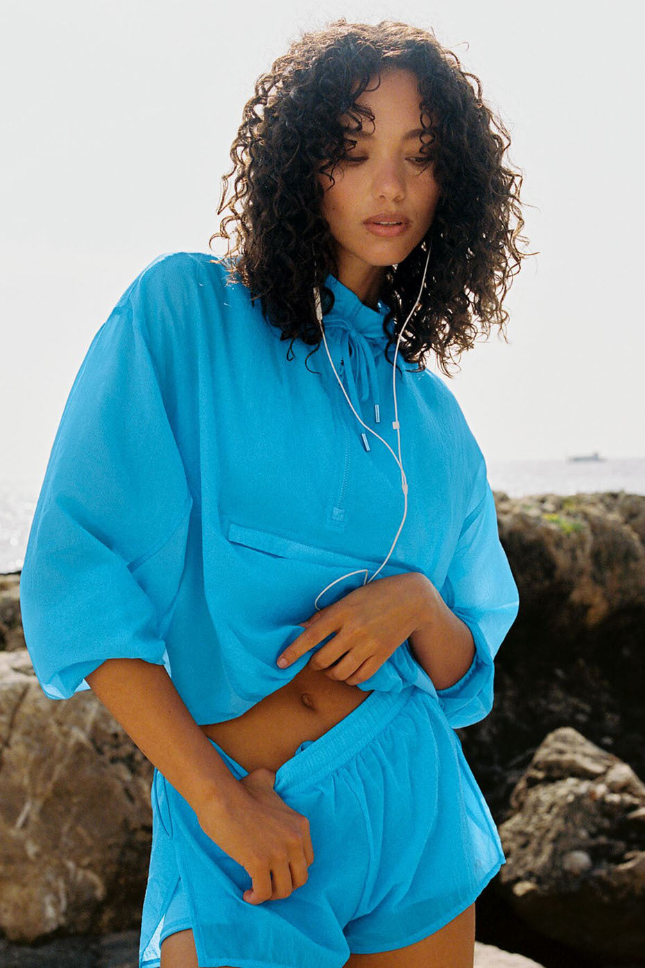 Alo Yoga 1/4 Zip Go Time Pullover - Azure Blue - imagen 1