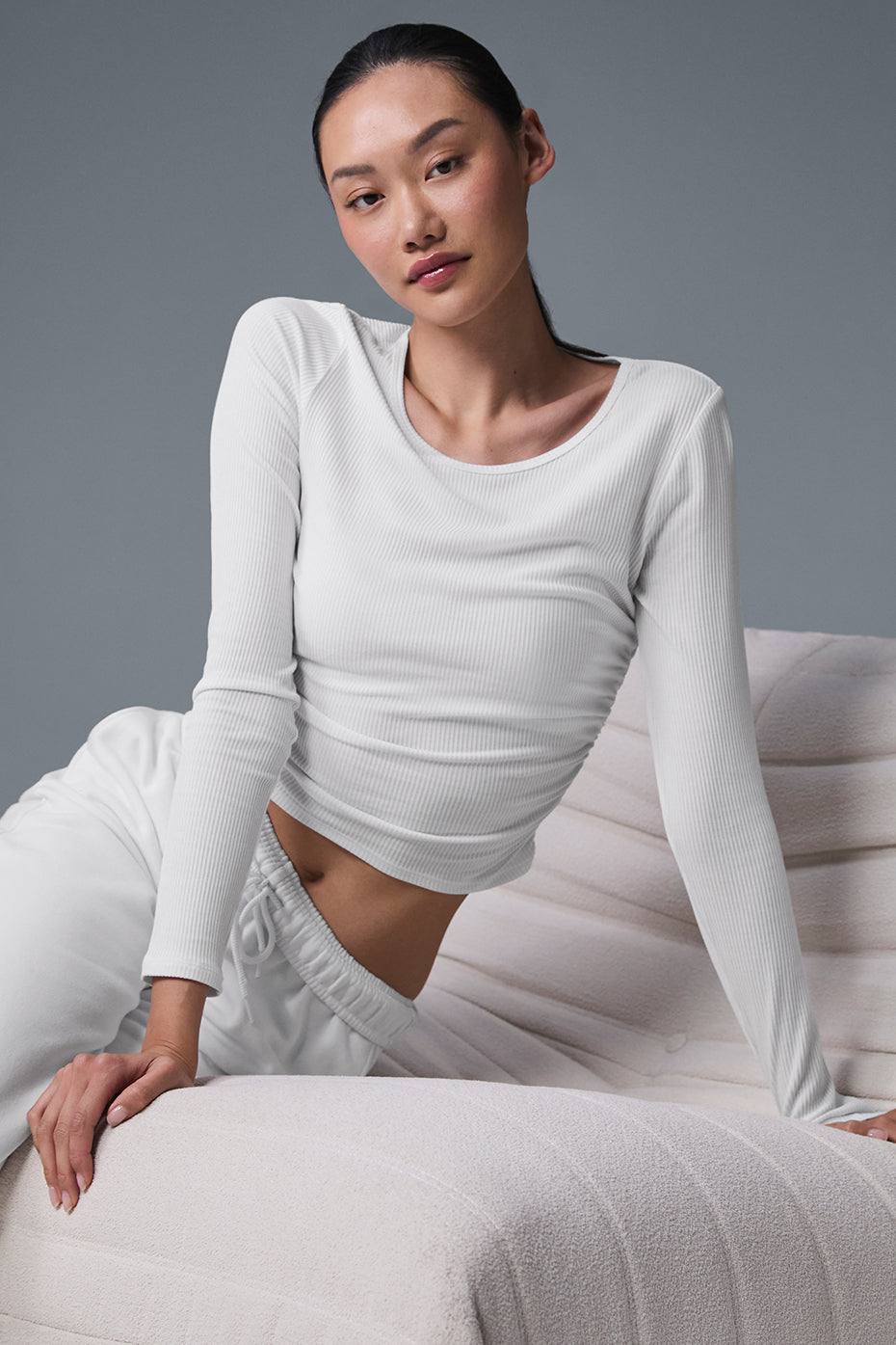 Alo Yoga Gather Long Sleeve - White - imagen 1