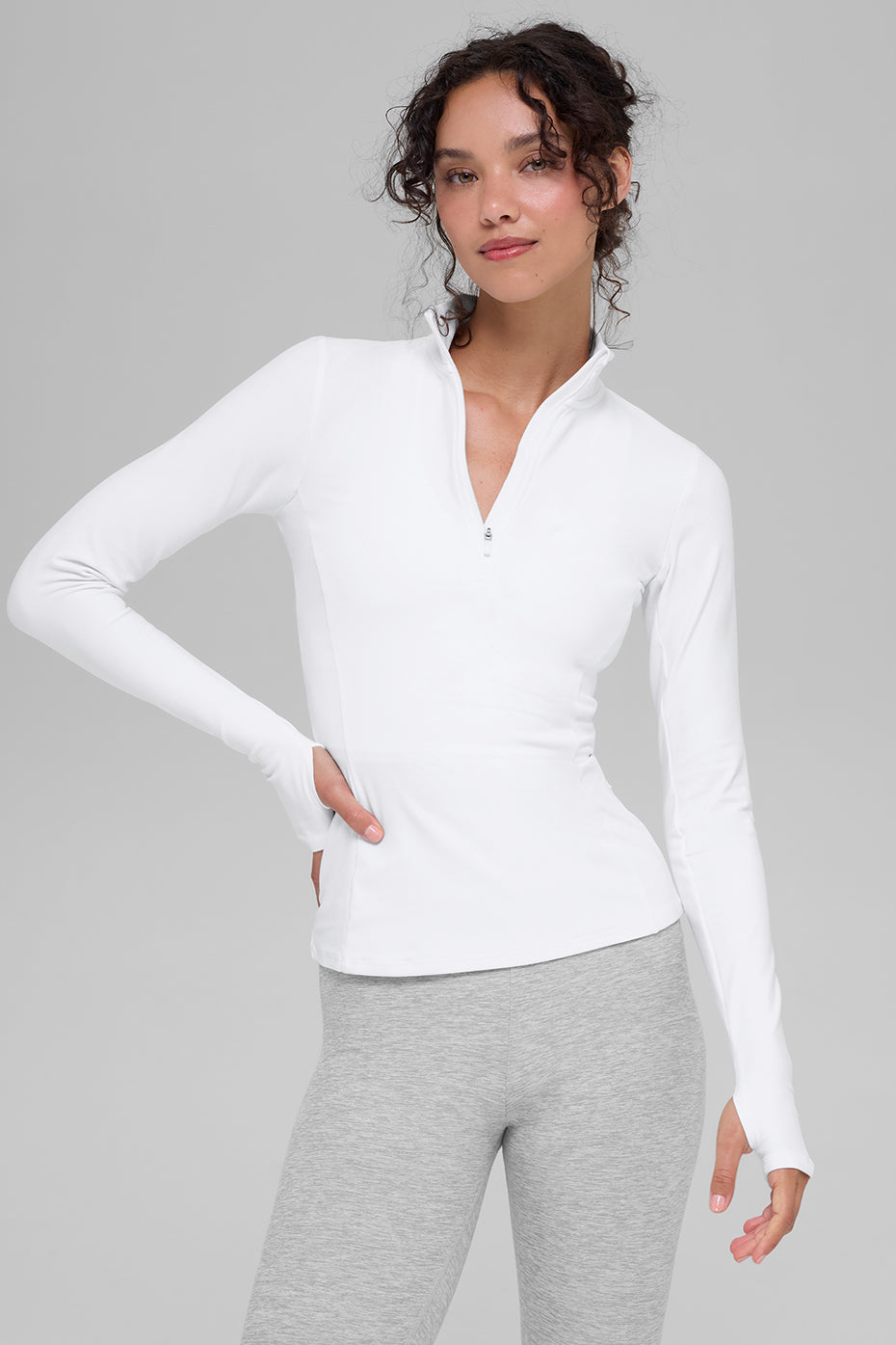 Alo Yoga Alosoft 1/2 Zip Rapid Pullover - White - imagen 1