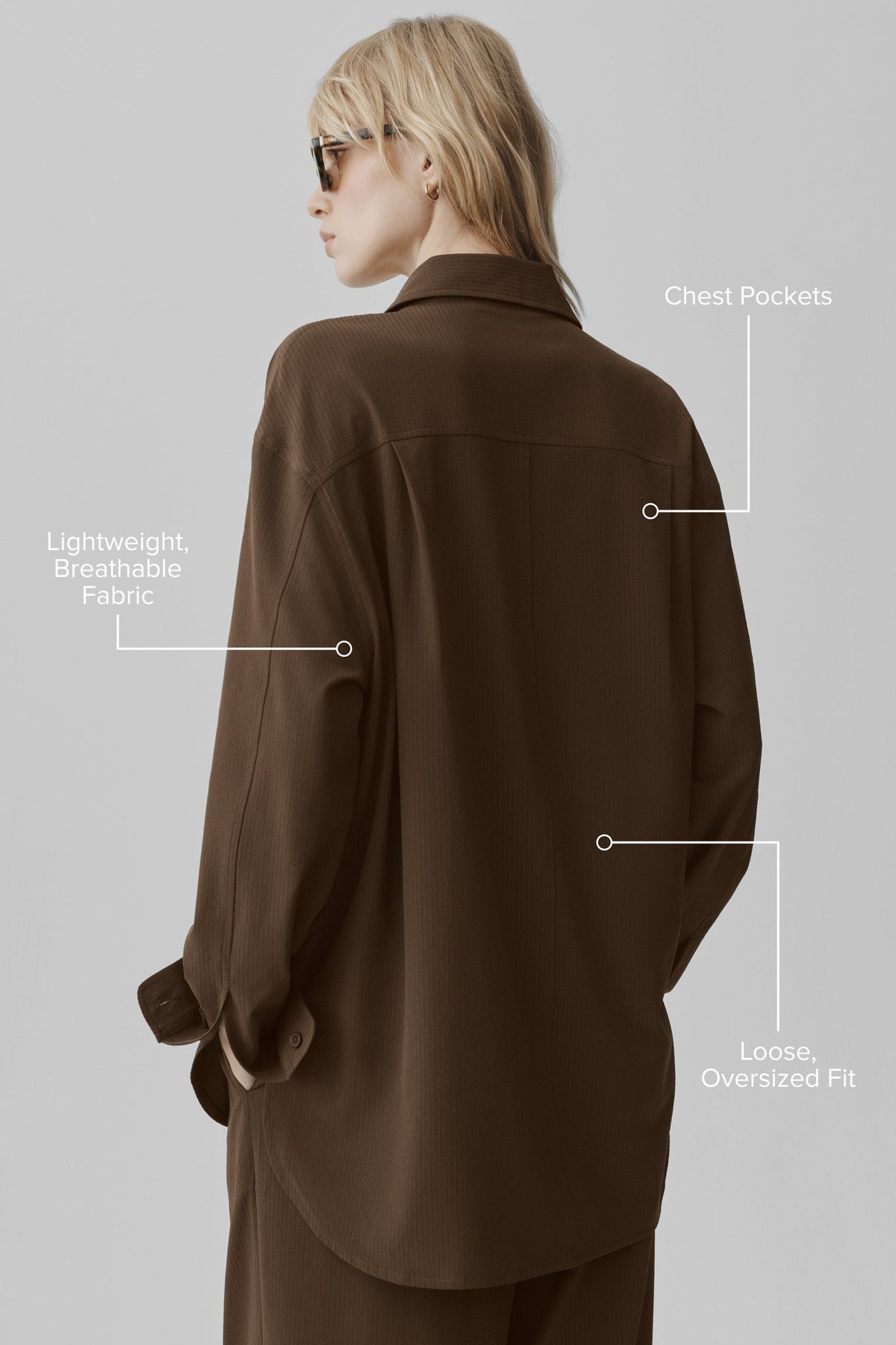 Alo Yoga Dreamscape Button Down Long Sleeve - Espresso - imagen 2