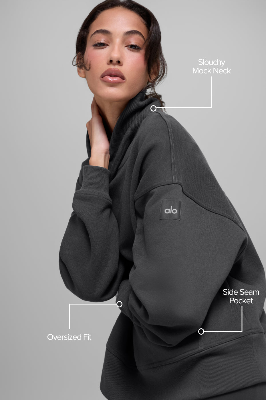 Alo Yoga Hazy Mock Neck Pullover - Anthracite - imagen 2