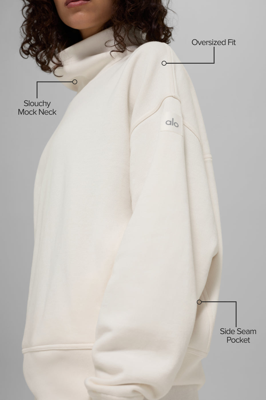 Alo Yoga Hazy Mock Neck Pullover - Ivory - imagen 2