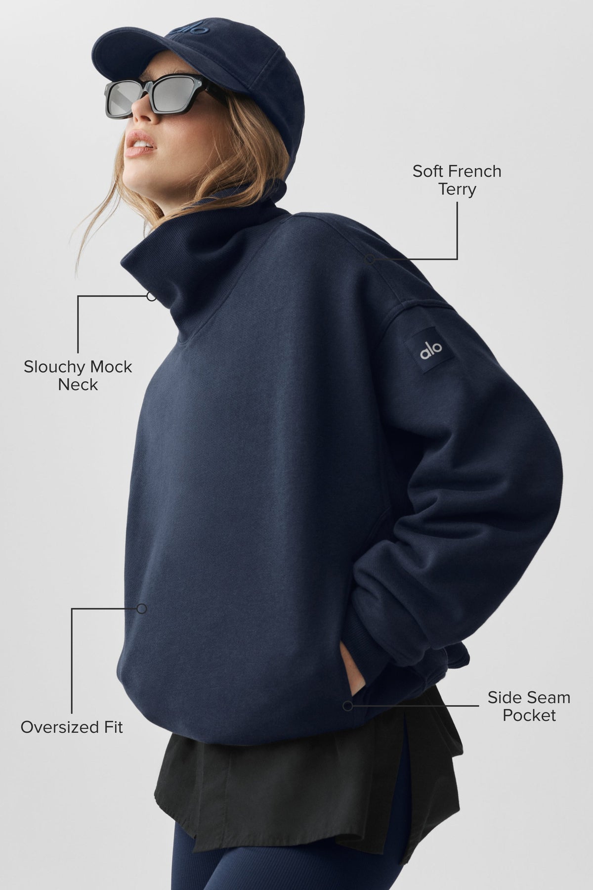 Alo Yoga Hazy Mock Neck Pullover - Navy - imagen 2