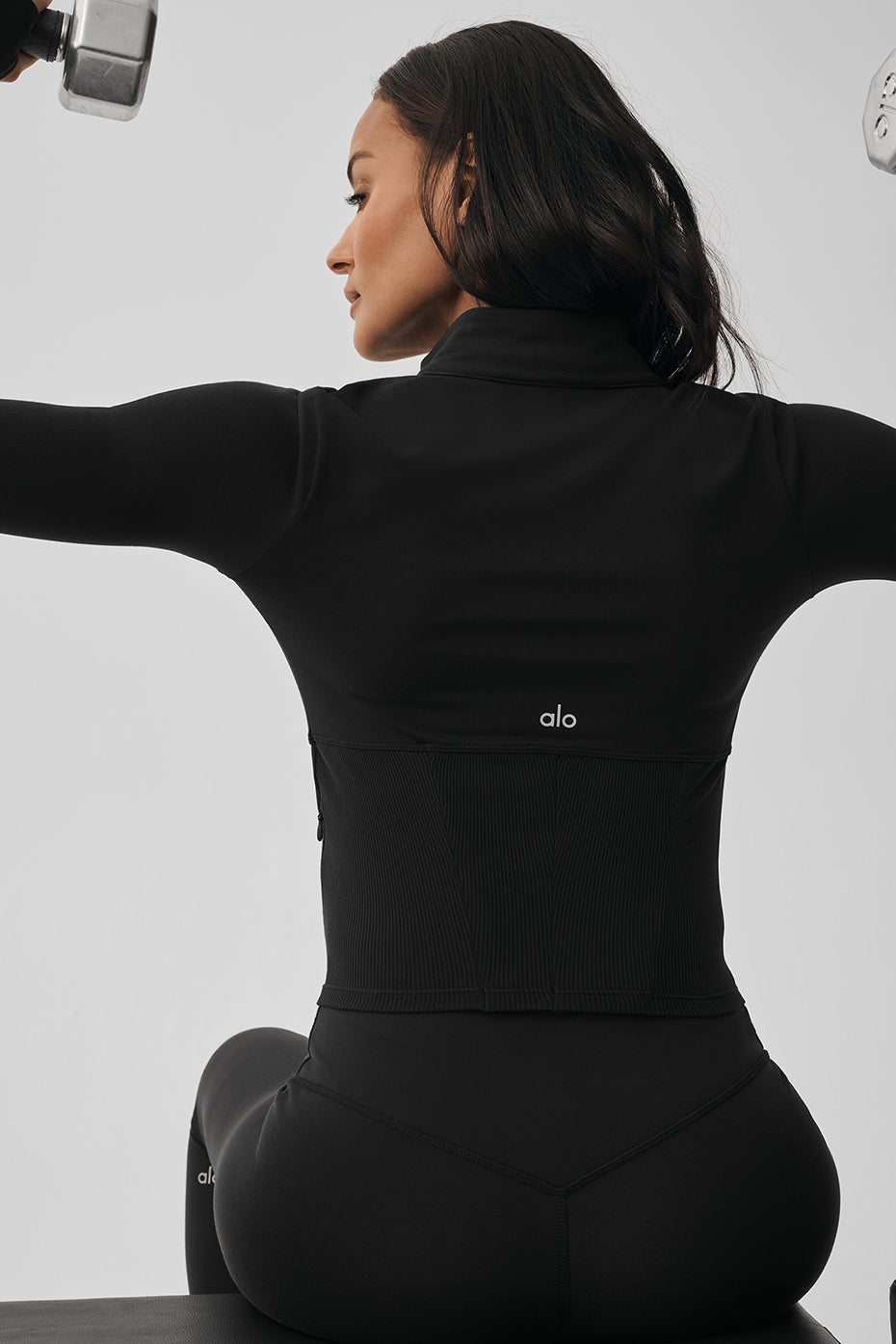 Alo Yoga Airbrush Corset Full Zip Jacket - Black - imagen 2